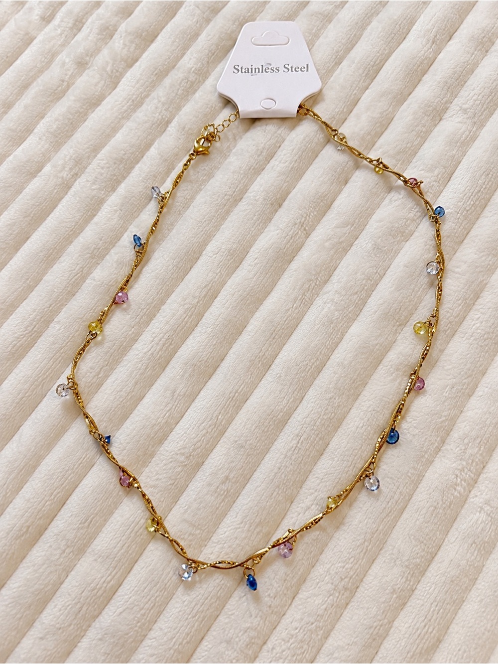 Gold Multicolor Teardrop Charm Necklace